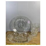 Pressed Glass Serving Pieces & Vase, 3 Pc