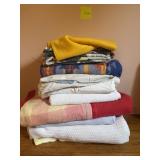 Assorted Vintage Bed Blankets & Throws Stack
