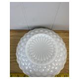 White Milk Glass Hobnail Scalloped Bowl