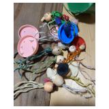 Handmade Chenille & Spun Cotton Folk Ornaments Lot