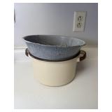 Enamelware Stockpot & Graniteware Basin Lot