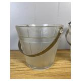 Pair of Vintage Glass Ice Buckets w/ Tongs