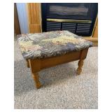 Upholstered Storage Footstool With Wood Legs