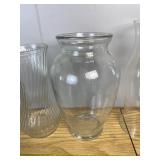 Assorted Clear Glass Vases & Hurricane Shade Lot