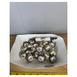 Vintage Floral Ceramic & Brass Cabinet Hardware