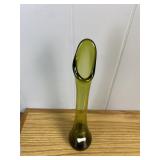 Viking Glass Olive Green Swung Glass Bud Vase