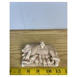 Vintage Terracotta Sow & Nursing Piglets Figurine