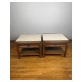 Pair Basic-Witz Faux Stone Top End Tables