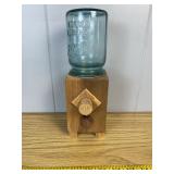 Wooden Candy Dispenser w/ Aqua Ball Mason Jar