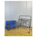 Mid-Century Brass Bamboo Holder & Wire Rack