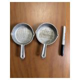 MoorMan?s Aluminum Miniature Skillet Ashtray Pair
