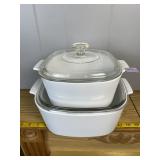 Corning Ware Solid White Casserole Dishes w/ Lids