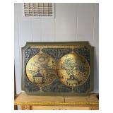 Vintage Brass Foil World Map Wall Plaque Art