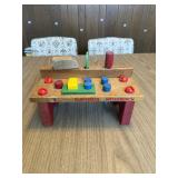 Playskool Wooden Workbench Toy Bench Tools Pegs