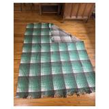 Reversible Plaid Wool Fringe Blanket Throw