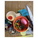 Toy Lot Plastic Figures Dinosaurs Bucket Tins