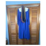 Graduation Gown Cap Hood Set Blue White 5'6'-5'8'