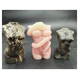 3 Female Torso Art Sculptures