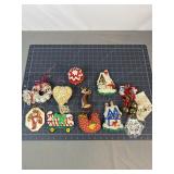Handmade Folk Art Christmas Ornament Lot