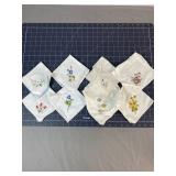 Embroidered Floral Handkerchiefs Lot