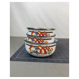 3 GMI Floral Enamel Nesting Bowls