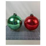 Shiny Brite Jumbo Red Green Ornaments - 2