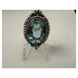Green Amethyst German Silver Ring Size 6