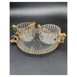 Gold-Trim Pressed Glass Cream & Sugar Set