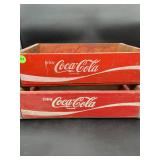Pair Coca-Cola Wood Soda Bottle Crates 1971