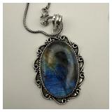 Labradorite German Silver Pendant Necklace