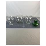 4 Ruffled Glass Rose Bowl Vases