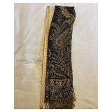 Black Gold Metallic Paisley Fringe Pashmina Scarf