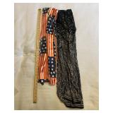 US Flag Sheer & Black Paisley Print Scarves 2Pc