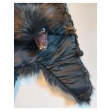 Victorian Black Fur Taxidermy Head Stole Scarf 34'
