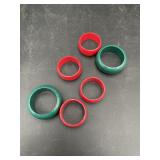 Red & Green Chunky Plastic Napkin Rings - 6