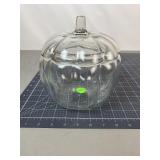 Clear Glass Pumpkin Lidded Candy Dish