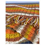 Multicolor Crocheted Fringed Afghan