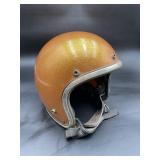Open Face Motorcycle Helmet Orange Metalflake