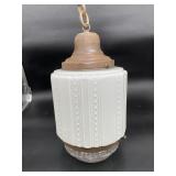 Milk Glass & Clear Prismatic Pendant Light