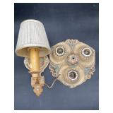 Art Deco Cast Metal Ceiling & Sconce Fixture