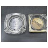 Pair of Glass Advertising Ashtrays