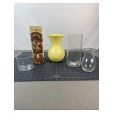Yellow Art Glass & Bud Vase Group