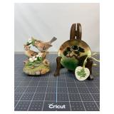 Bird Figurine, Enamel Tree Plate & Ornament