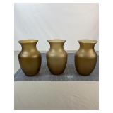 3 Amber Frosted Glass Vases