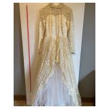 1950s Ivory Lace Tulle Wedding Dress Gown Train
