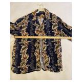 Navy Tropical Leaf Aloha Shirt