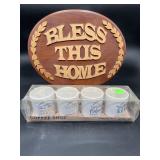 Boston Warehouse Espresso Cups & Wood Sign