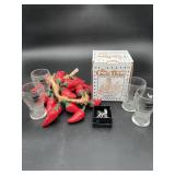 Reco Garlic Baker & Novelty Barware Lot