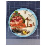 Chalkware Harbor Scene Wall Plaque
