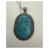 Turquoise German Silver Pendant Necklace
